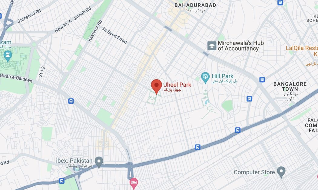 jheel park karachi map