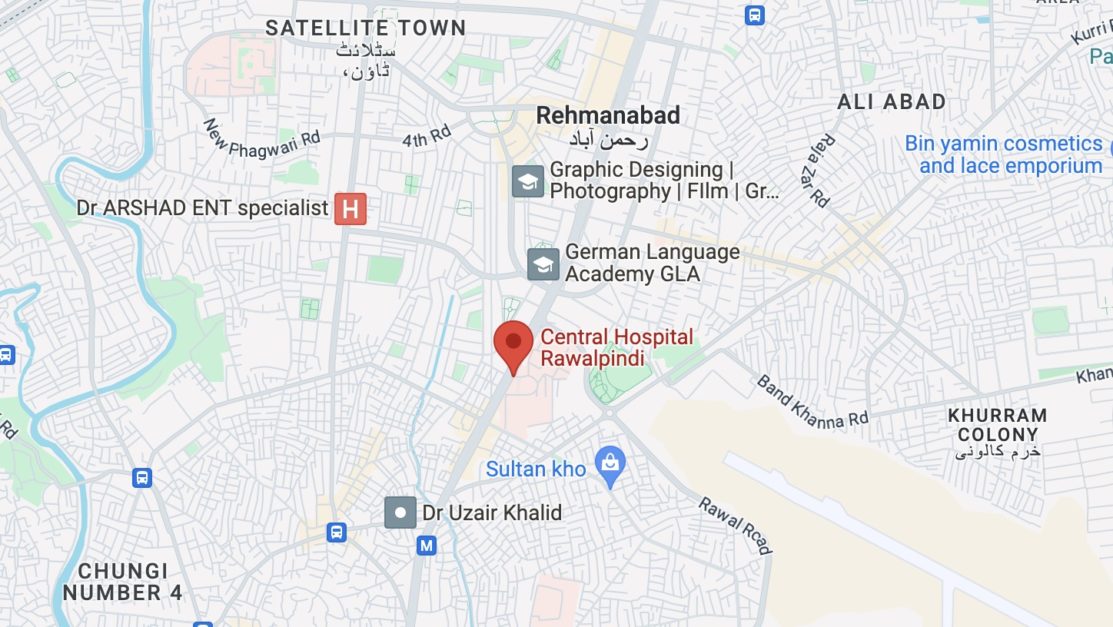 central hospital hospital Rawalpindi map