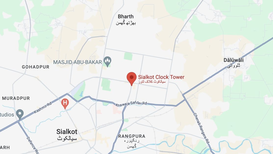 map of clock tower sialkot