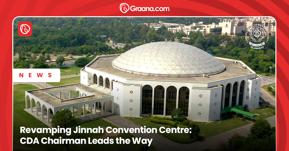 CDA Chairman Muhammad Ali Randhawa inspects ongoing renovations at Jinnah Convention Centre, aiming to upgrade the facility to international standards.